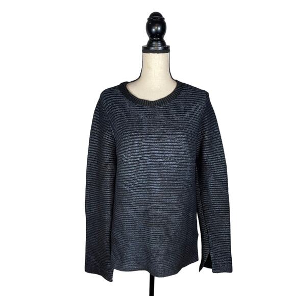 Zadig & Voltaire Coated Black Wool Blend Knit Crewneck Sweater        Size: S - Picture 1 of 5